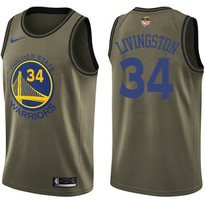 Nike Golden State Warriors #34 Shaun Livingston Green Salute to Service The Finals Patch NBA Swingman Jersey Men's